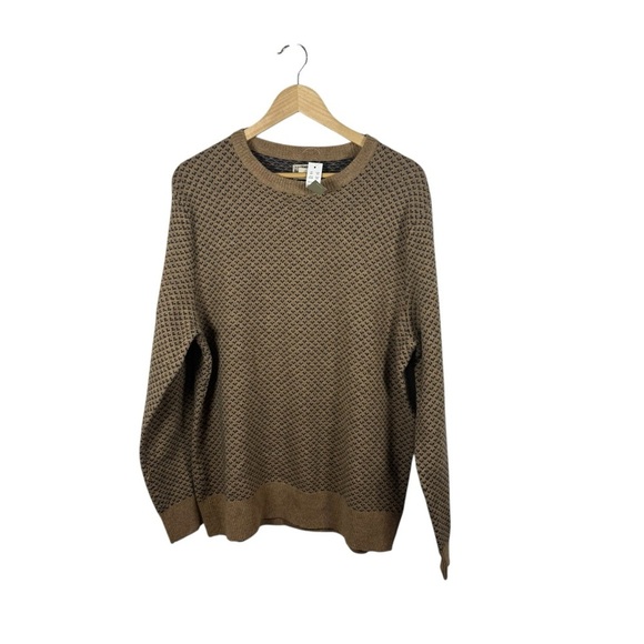 NWT J. Crew Men’s Rugged Merino Wool Bird’s Eye Sweater in Tan/Navy Size XL - Picture 8 of 13
